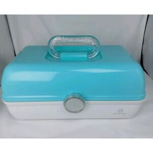 Ulta Beauty Caboodles Make Up Organizer Mint Green Sparkle White Mirror No Tray